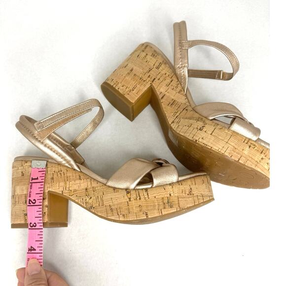 Pedro Garcia  Rose Gold Dala Slingback Platform Sandal Nappa Lame size 40.5 - Picture 3 of 10